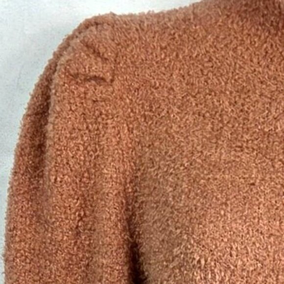Express Womens Brown Textured Puffed Shoulders Long Sleeve Sweater Size L - Picture 3 of 6
